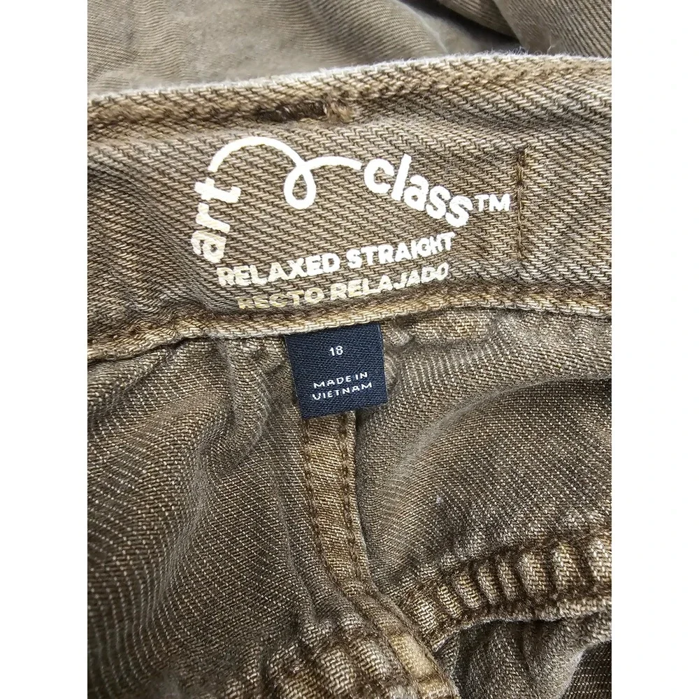 Art Class Boys Relaxed Straight Carpenter Pants Brown Cotton‎ Casual Size 18
